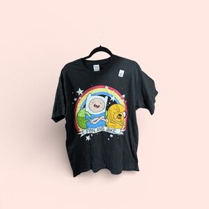 Adventure Time Black Tee with Finn and Jake
